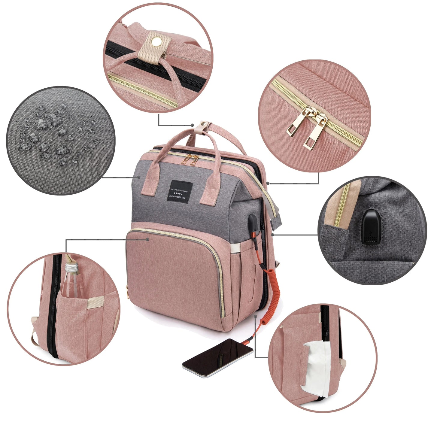 Nuvella Infant – Always Prepared – Multifunctional Diaper Bag with Bed