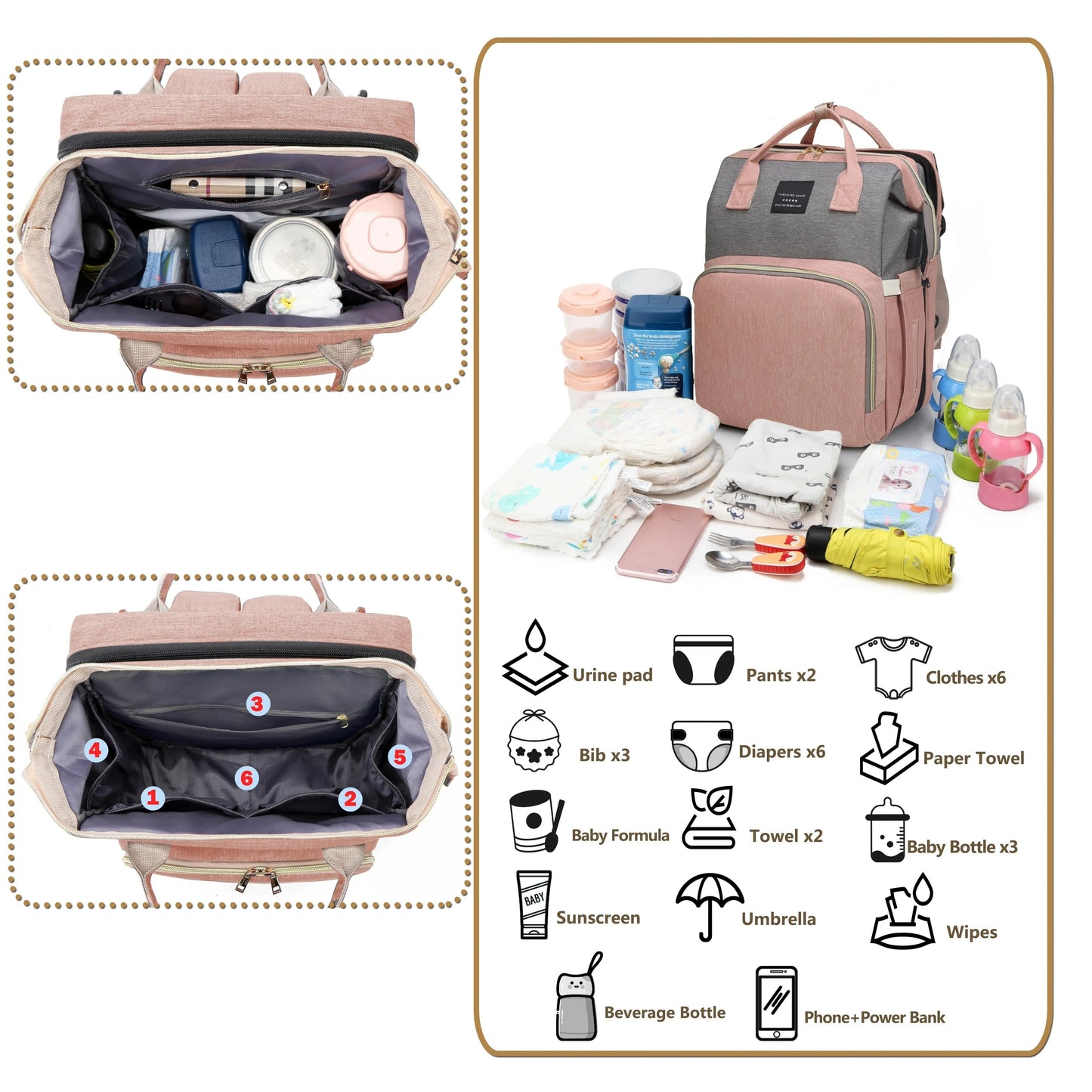 Nuvella Infant – Always Prepared – Multifunctional Diaper Bag with Bed