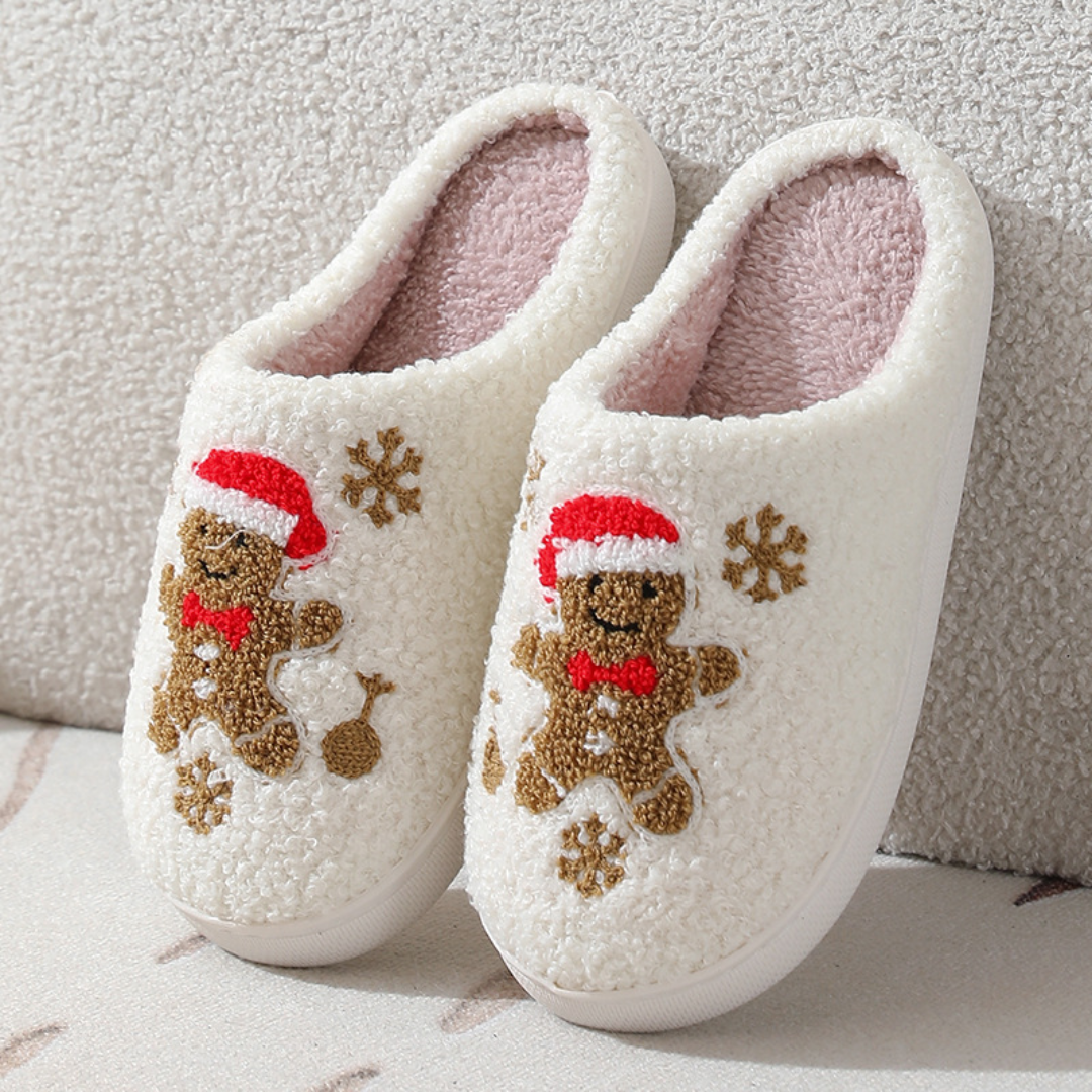 Northern Lights Children - Warm & Festive - Plush patterned Christmas slippers