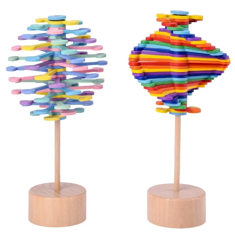 Rotating wooden lollipop - Wood stress toy