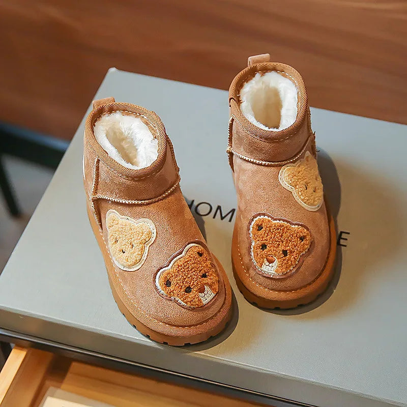 Suede Brown Ankle Boot with Bears