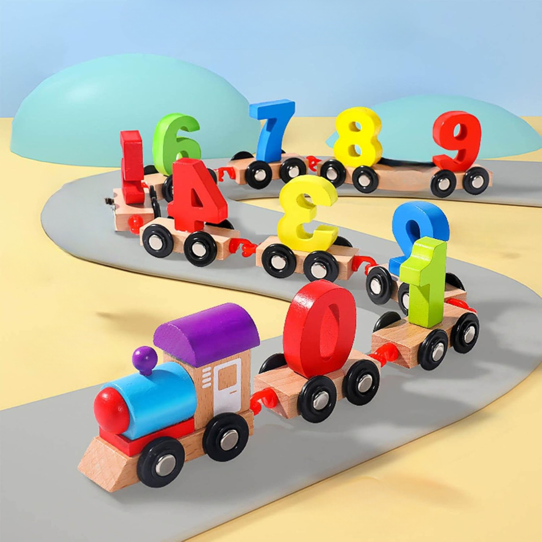 Learn the alphabet and numbers - Wood magnetic train