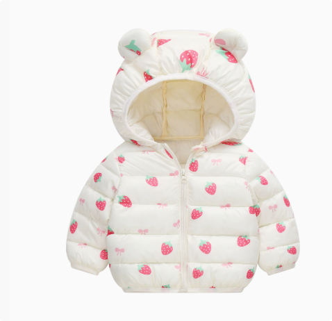 Polyester winter coat with hood.