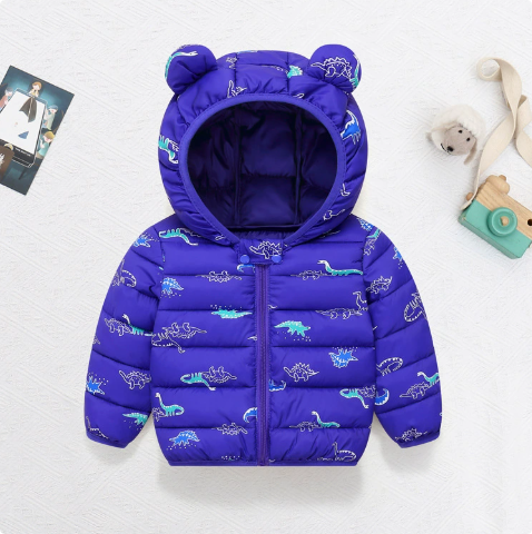 Polyester winter coat with hood.