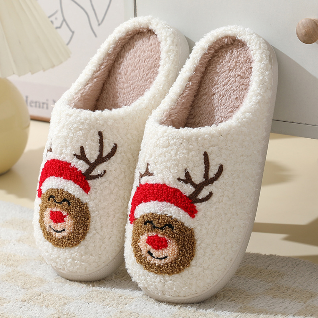 Northern Lights Children - Warm & Festive - Plush patterned Christmas slippers