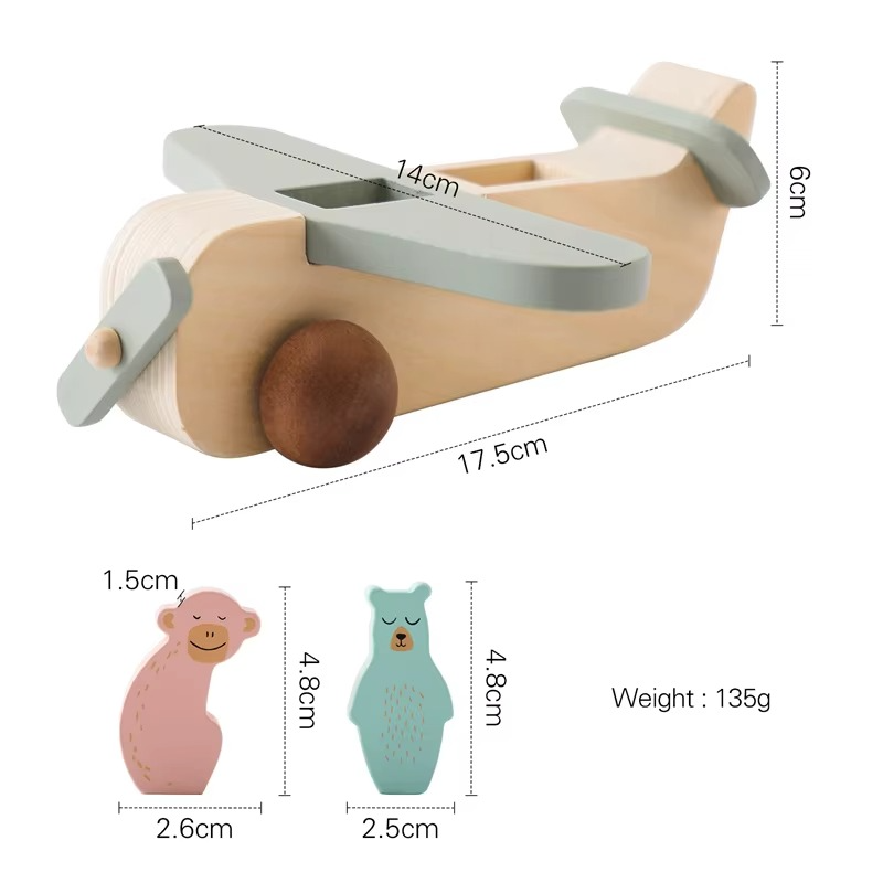 Promote Creativity & Motor Skills - Wooden Montessori Airplane Plaything
