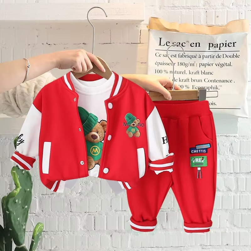 Toddler & Adventure - 3-Piece Clothing Kit Red Baseball Bear
