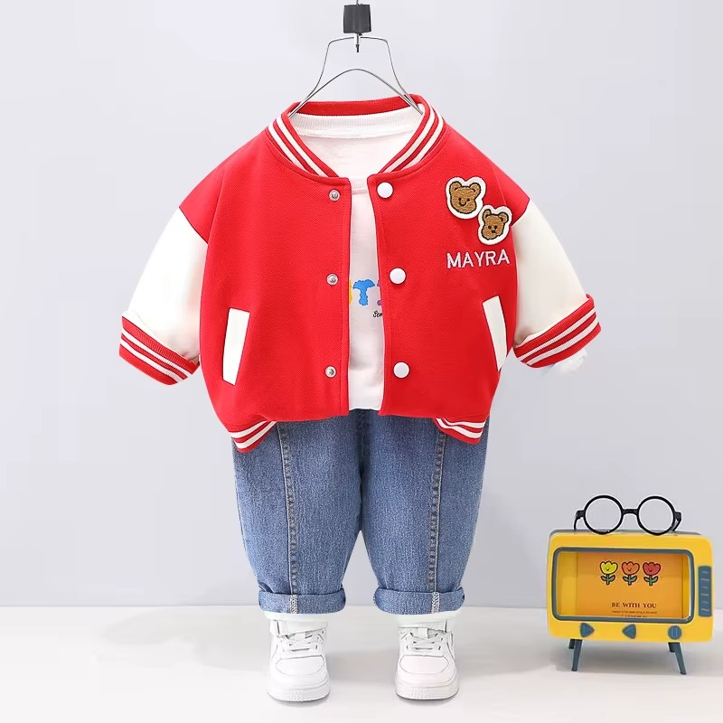 Toddler & Adventure - 3-Piece Clothing Kit Red Baseball Bear