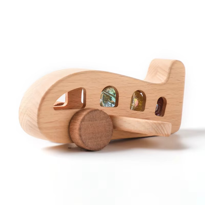 Promote Creativity & Motor Skills - Wooden Montessori Airplane Plaything