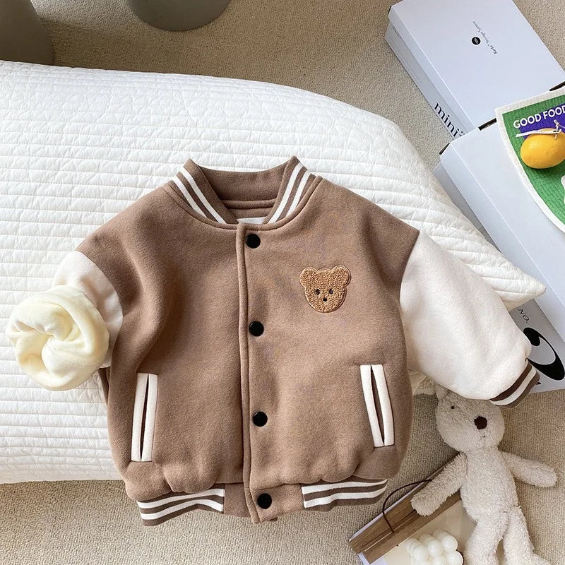Toddler Velvet Rib Baseball Winter Coat