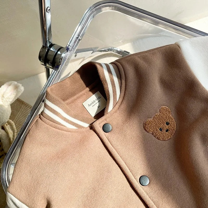 Toddler Velvet Rib Baseball Winter Coat