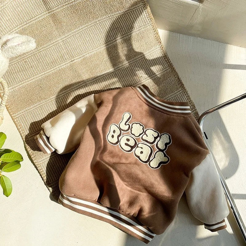 Toddler Velvet Rib Baseball Winter Coat