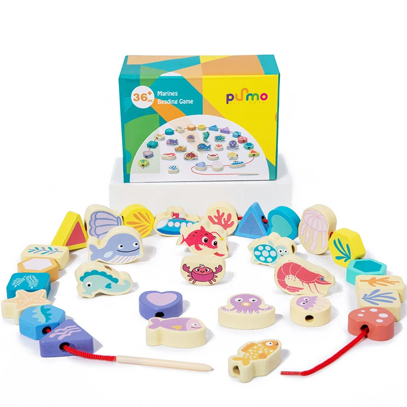 Stacking & threading game - stringing beads