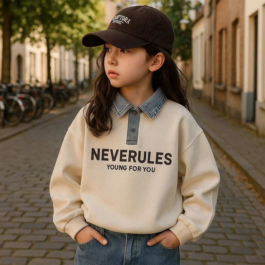 Stylish & Playful – Polo shirt with denim collar