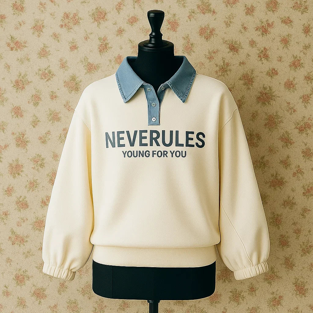 Stylish & Playful – Polo shirt with denim collar
