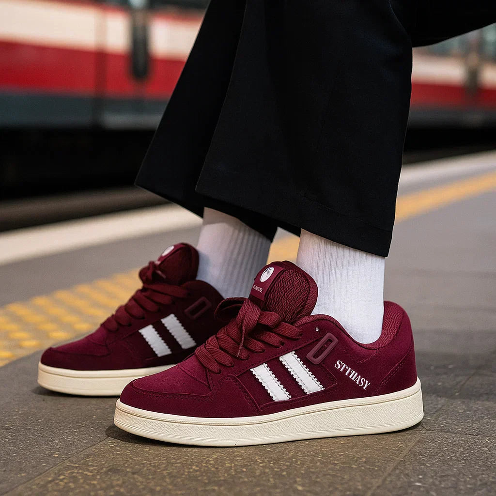Fashionable and comfortable – burgundy sneakers