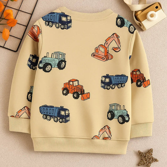 Soft & Warm - Sweater with Vibrant Construction Vehicles