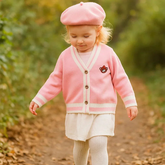 Warm & Trendy – Knitted Cardigan with Bears