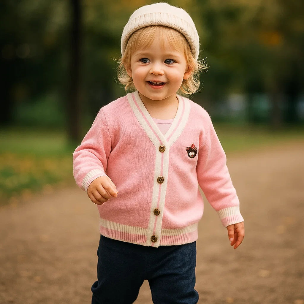 Warm & Trendy – Knitted Cardigan with Bears