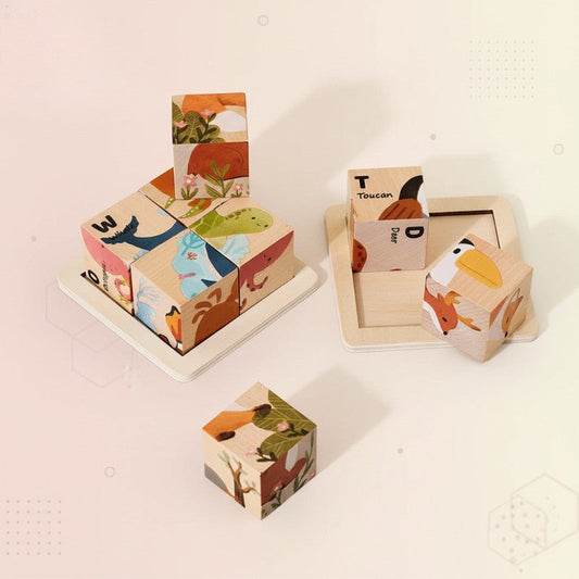 Innovative & Educational – 6-in-1 Montessori Animal Wooden Puzzle