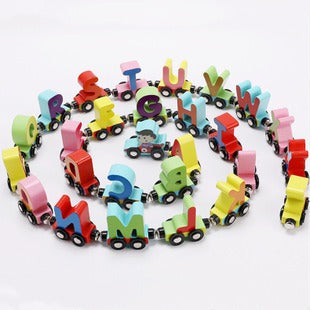 Learn the alphabet and numbers - Wood magnetic train