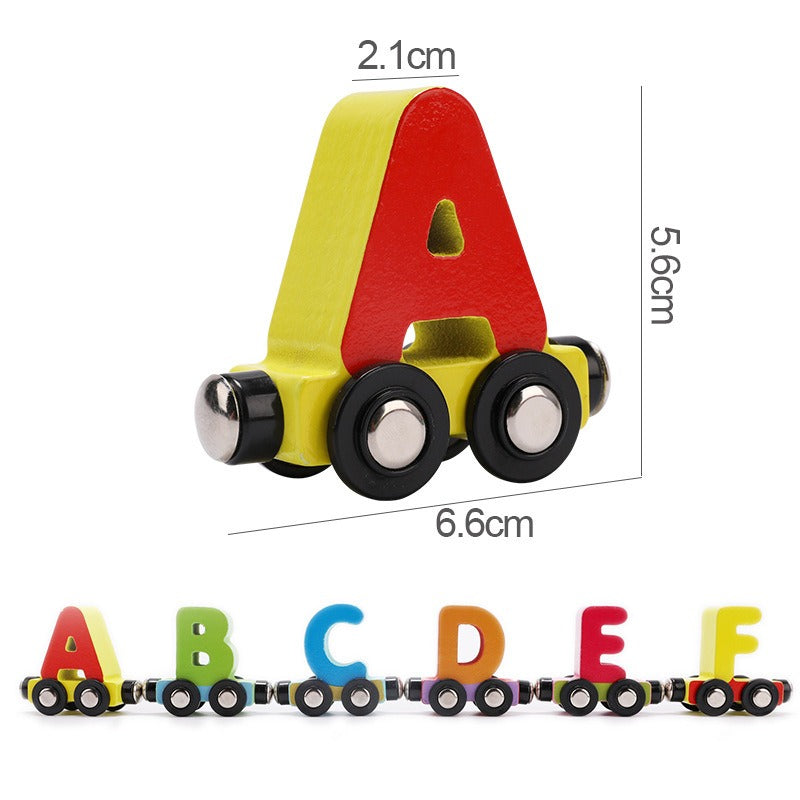 Learn the alphabet and numbers - Wood magnetic train