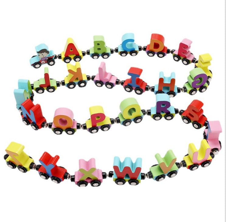 Learn the alphabet and numbers - Wood magnetic train