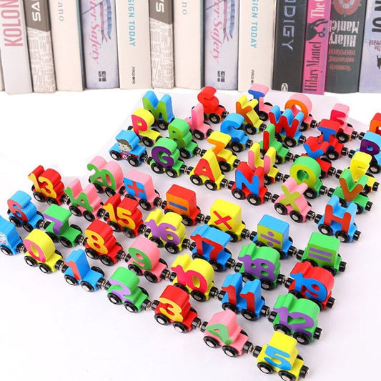 Learn the alphabet and numbers - Wood magnetic train