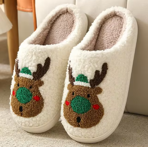 Northern Lights Children - Warm & Festive - Plush patterned Christmas slippers