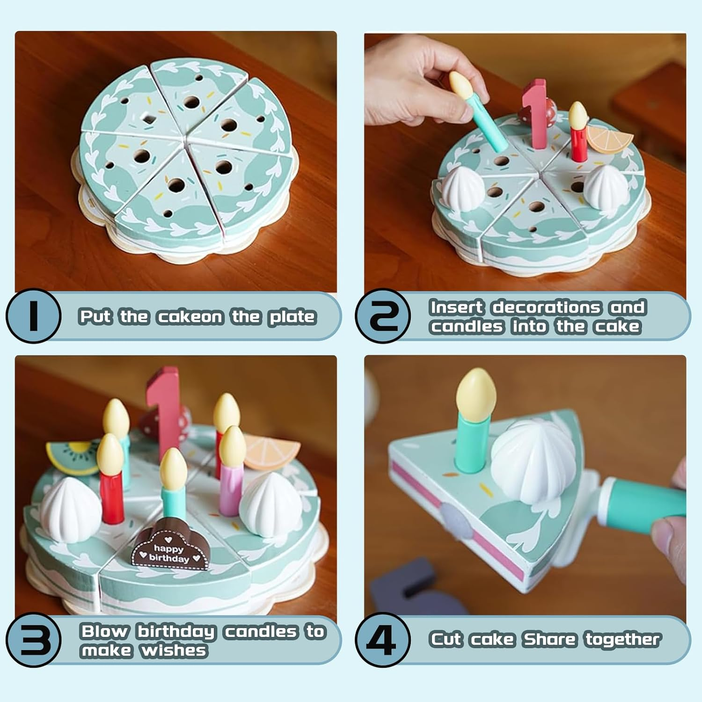 Educational & Play – Wooden Kitchen Set with Cake and Accessories