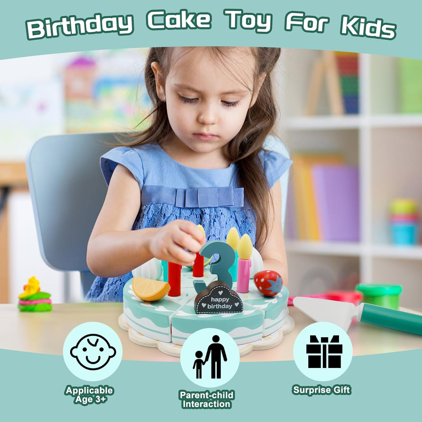 Educational & Play – Wooden Kitchen Set with Cake and Accessories