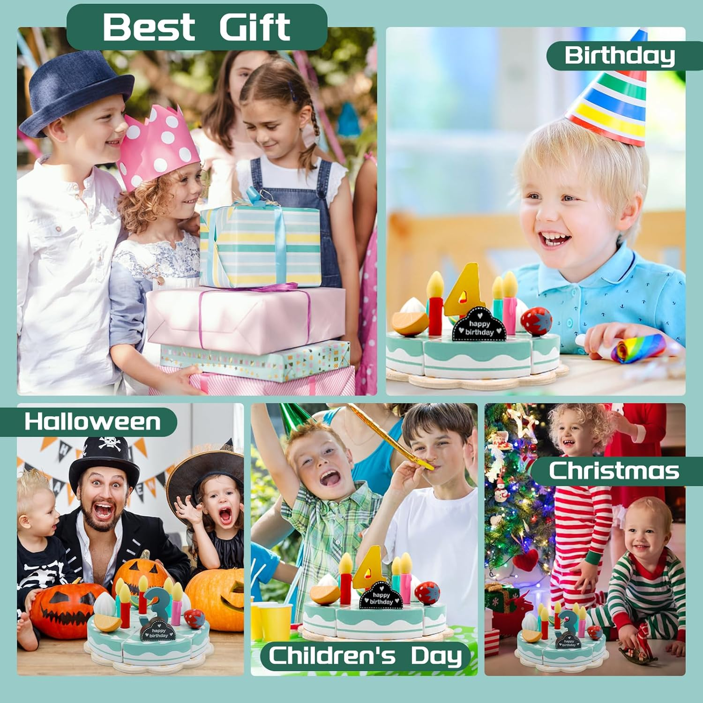 Educational & Play – Wooden Kitchen Set with Cake and Accessories
