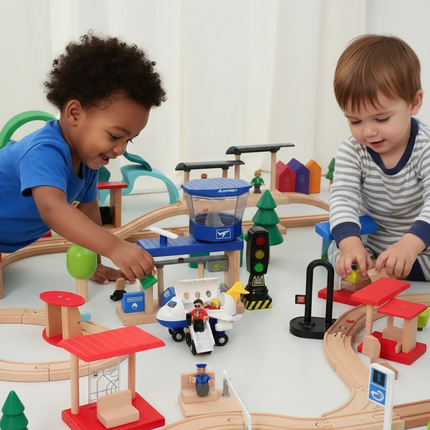 Stylish & Educational - Wooden Public Transportation Play Kit