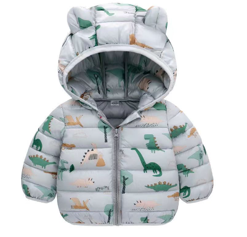 Polyester winter coat with hood.