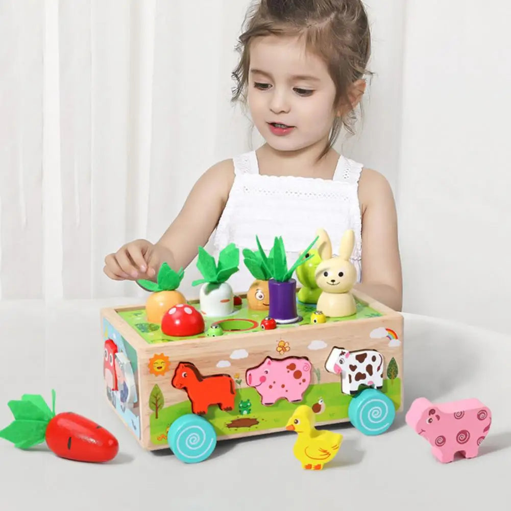 Shape fun in a wagon - Animals and Vegetables puzzle