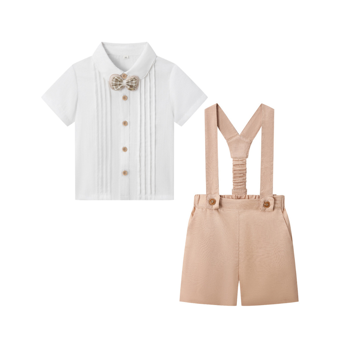 Classic & Elegant – Cotton Shorts with Suspenders, Bow & Shirt