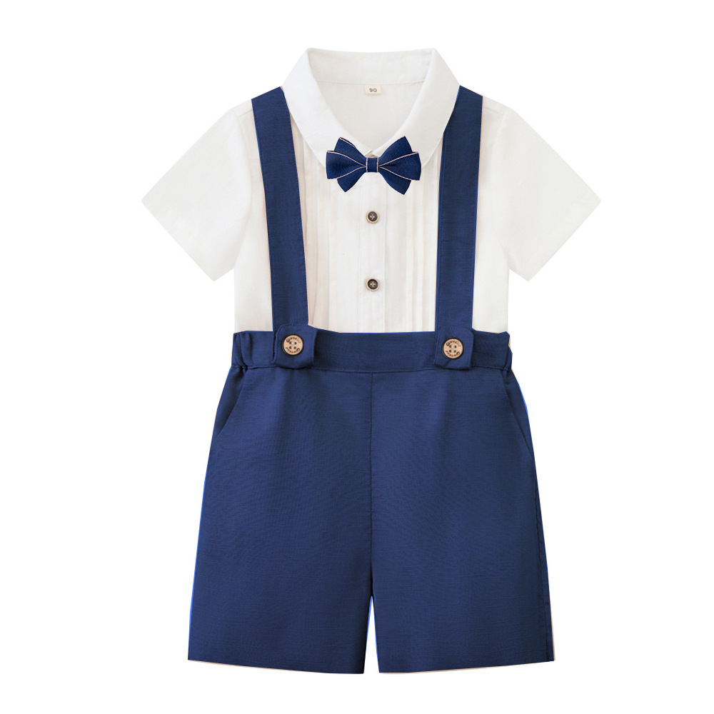 Classic & Elegant – Cotton Shorts with Suspenders, Bow & Shirt