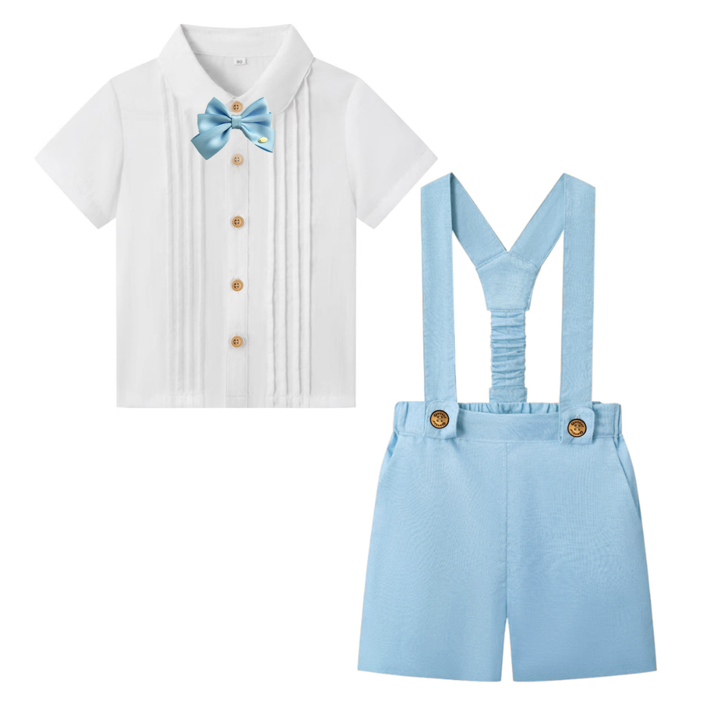 Classic & Elegant – Cotton Shorts with Suspenders, Bow & Shirt