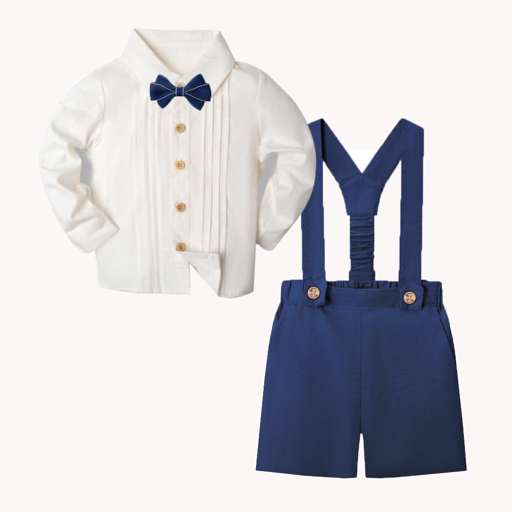 Classic & Elegant – Cotton Shorts with Suspenders, Bow & Shirt