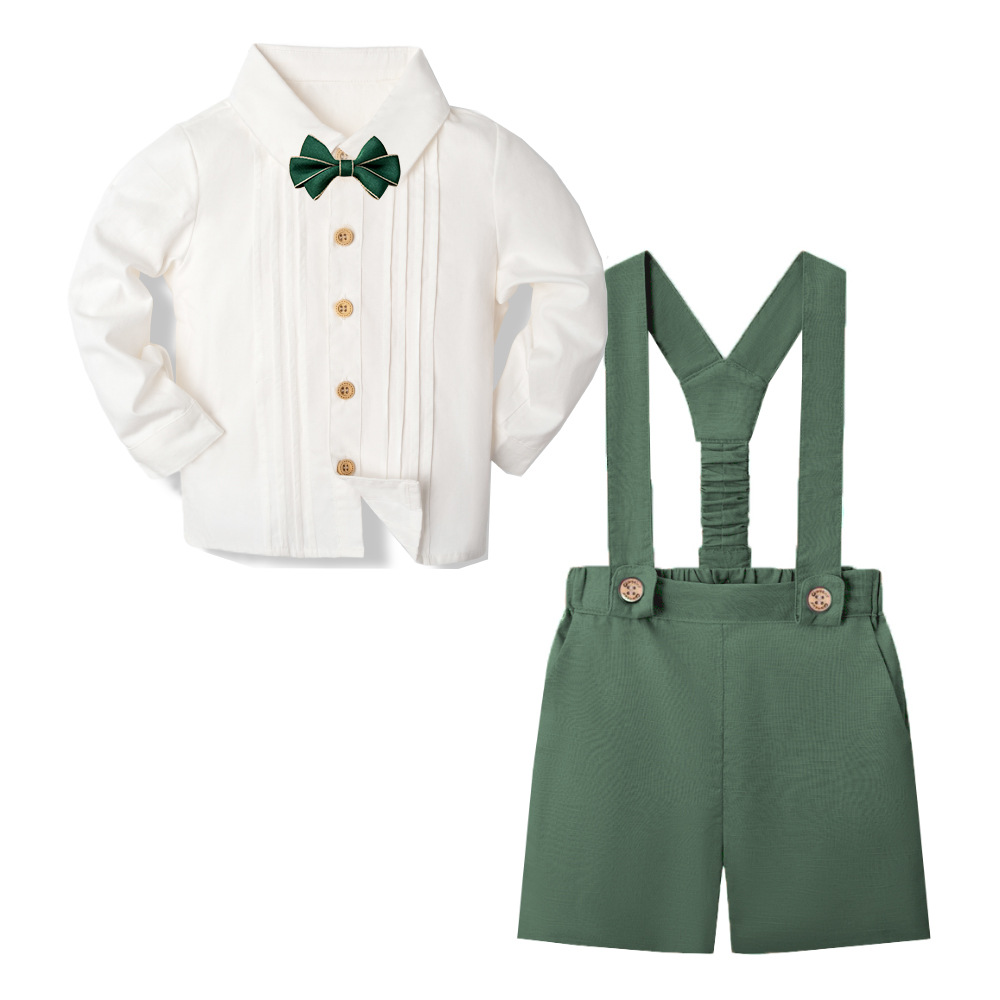 Classic & Elegant – Cotton Shorts with Suspenders, Bow & Shirt