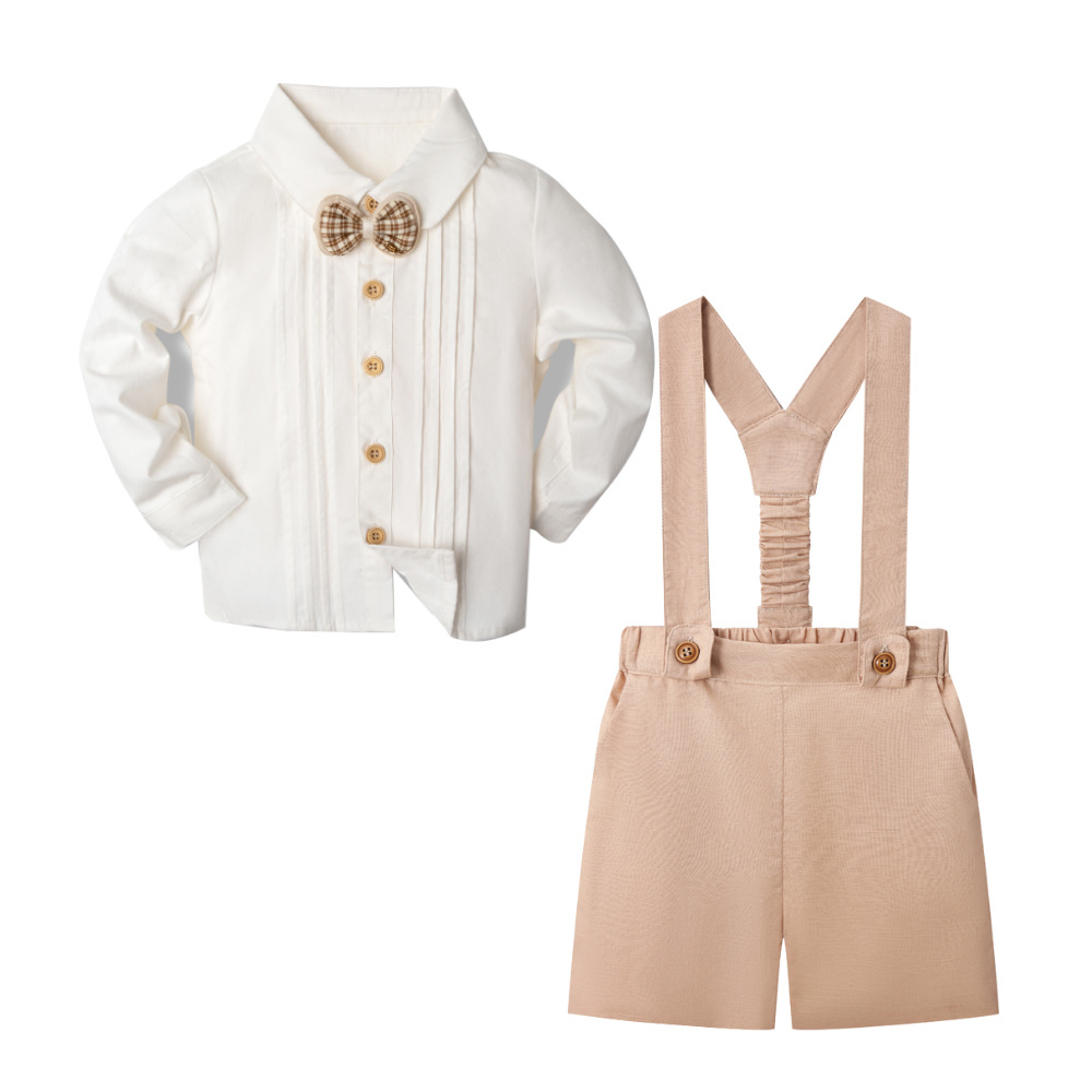 Classic & Elegant – Cotton Shorts with Suspenders, Bow & Shirt