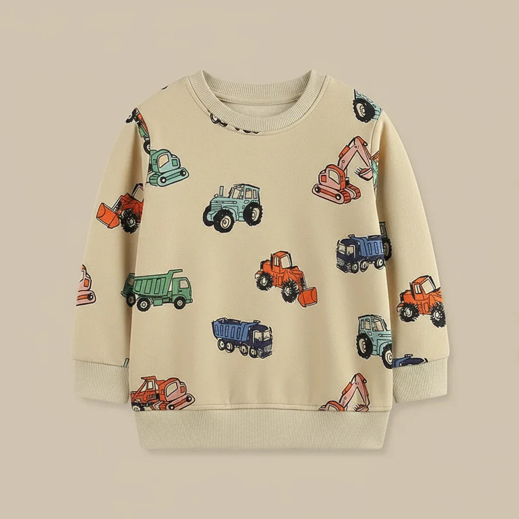 Soft & Warm - Sweater with Vibrant Construction Vehicles