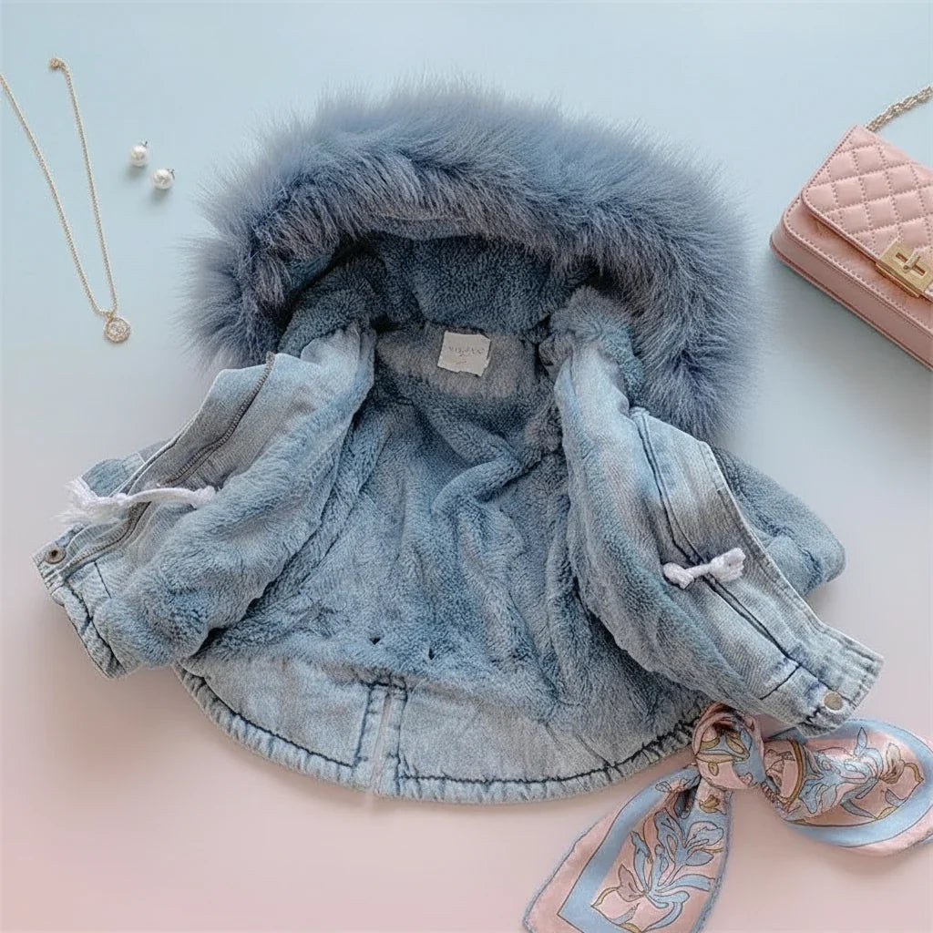 Denim Look – Winter Coat with Hood