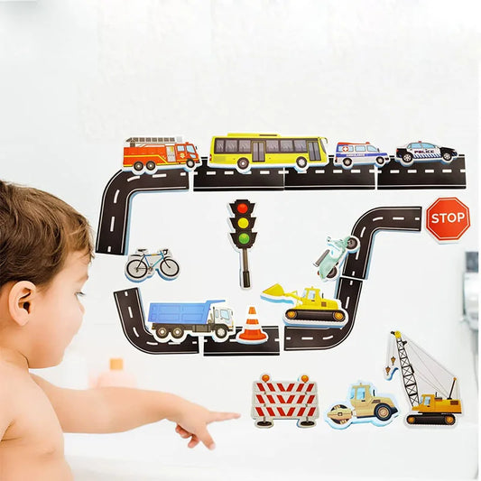 Huge Play In Bath - Foam Traffic Bath Toys Set