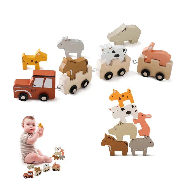 Farm Play on Rails - Wooden Animal Train