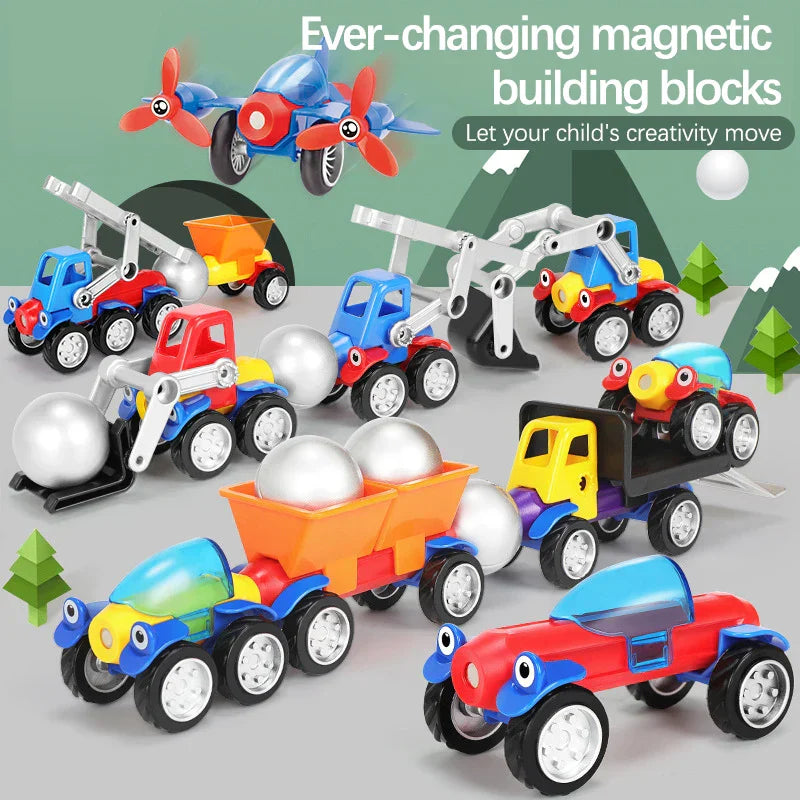Magnetic Building Play - Magnetic Vehicles Toy Set