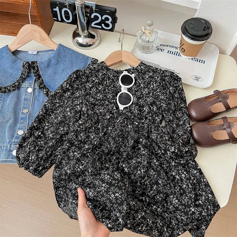 Denim jacket combined with dress