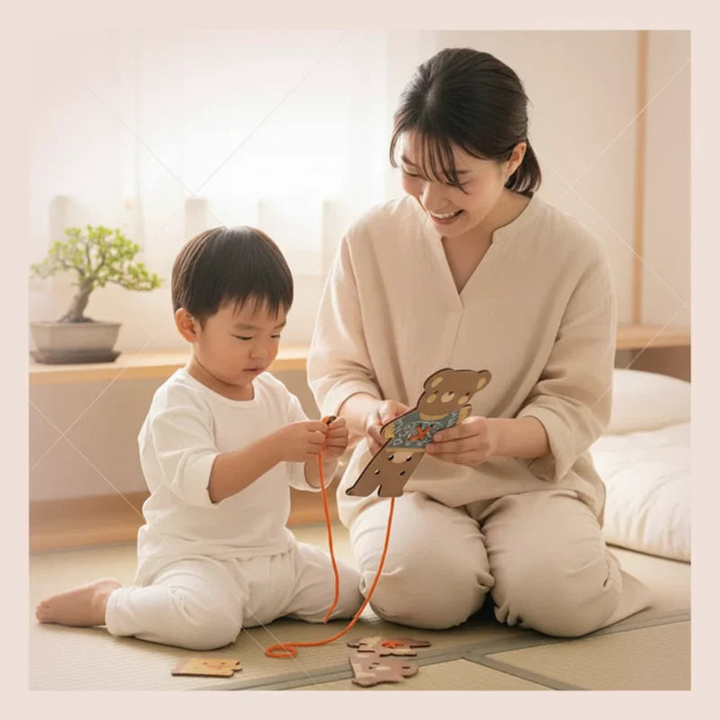 Cute & Educational – Montessori Threading Plaything Bear