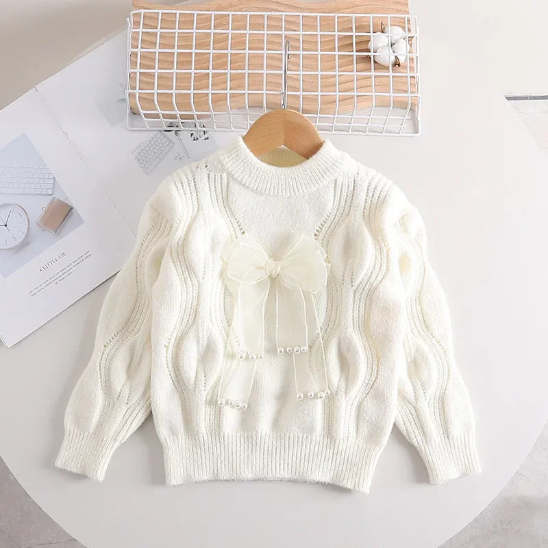 Warm & Stylish - Girls sweater with bow