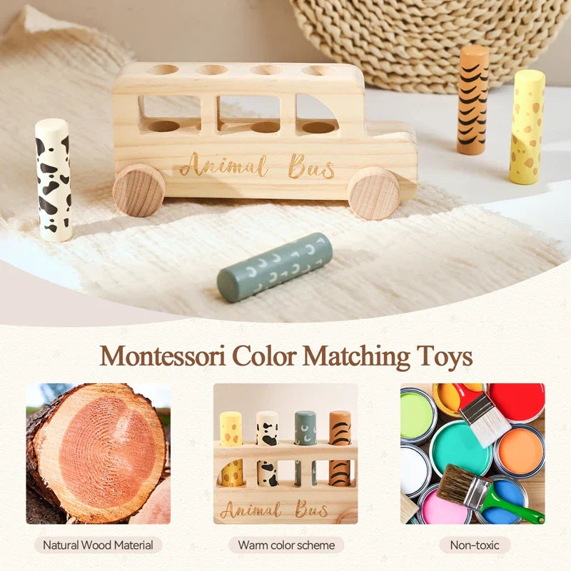 Developmental & Educational – Wooden Press Play Bus